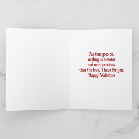 Niedlicher Bär mit Herz I Liebe Sie Valentine Karte (Innenseite)