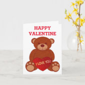 Niedlicher Bär mit Herz I Liebe Sie Valentine Karte (Gelbe Blume)