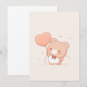 Niedlicher Bär mit Herzballon Grußkarte Dankeskarte (Vorne/Hinten)