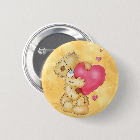 Niedlicher Bär mit Herzen Button (Vorne & Hinten)