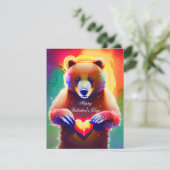 Niedlicher Bär mit Herzkinder Feiertagskarte (Stehend Vorderseite)