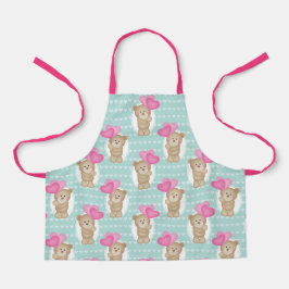 Niedlicher Bär mit rosa Herzen | Kinderbaker Schürze