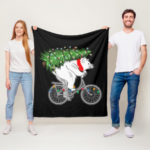 Niedlicher Bär mit Weihnachtsbaumgeschenk für Radf Fleecedecke