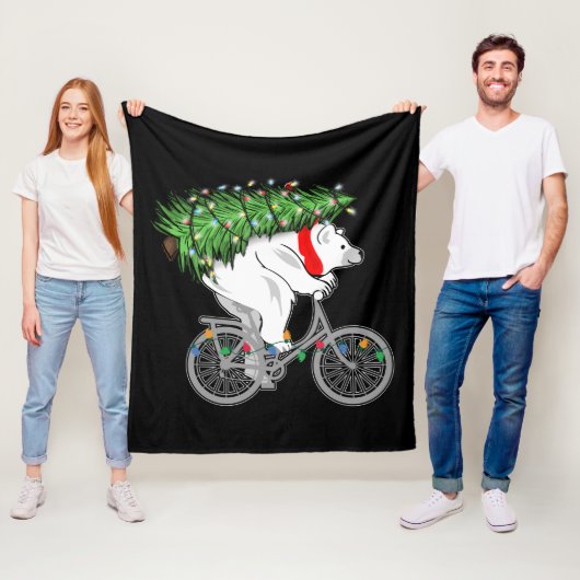 Niedlicher Bär mit Weihnachtsbaumgeschenk für Radf Fleecedecke (Beispiel)