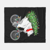 Niedlicher Bär mit Weihnachtsbaumgeschenk für Radf Fleecedecke (Vorderseite (Horizontal))