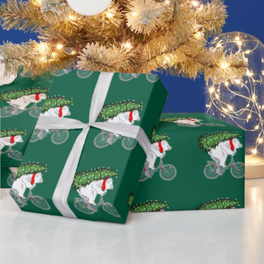 Niedlicher Bär mit Weihnachtsbaumgeschenk für Radf Geschenkpapier (Feiertage)