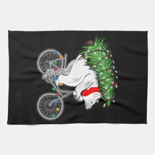 Niedlicher Bär mit Weihnachtsbaumgeschenk für Radf Geschirrtuch (Horizontal)