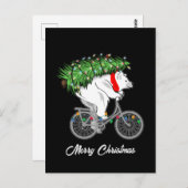 Niedlicher Bär mit Weihnachtsbaumgeschenk für Radf Postkarte (Vorne/Hinten)
