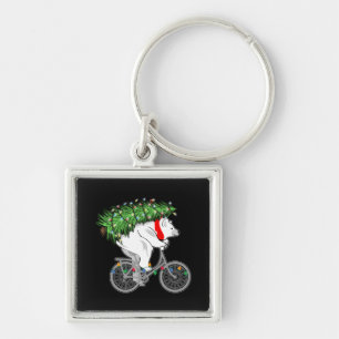 Niedlicher Bär mit Weihnachtsbaumgeschenk für Radf Schlüsselanhänger