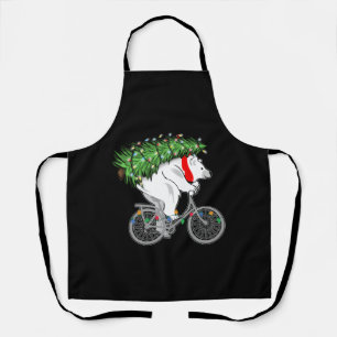 Niedlicher Bär mit Weihnachtsbaumgeschenk für Radf Schürze