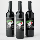 Niedlicher Bär mit Weihnachtsbaumgeschenk für Radf Weinetikett (Flaschen)