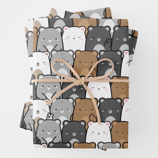 Niedlicher Bär Nahtloses Muster Geschenkpapier Set (Beispiel)