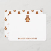 Niedlicher Bär Personalisiert Kids Stationery Mitt Dankeskarte (Vorne/Hinten)