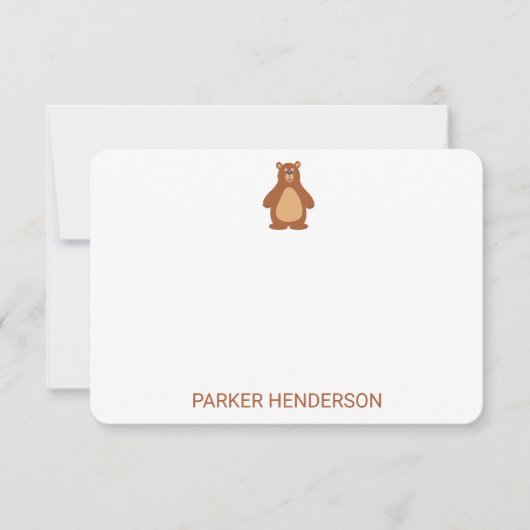 Niedlicher Bär Personalisiert Kids Stationery Mitt Dankeskarte (Vorderseite)