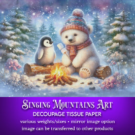 Niedlicher Bär & Pinguin Winterwald Kunst Entdecku Seidenpapier