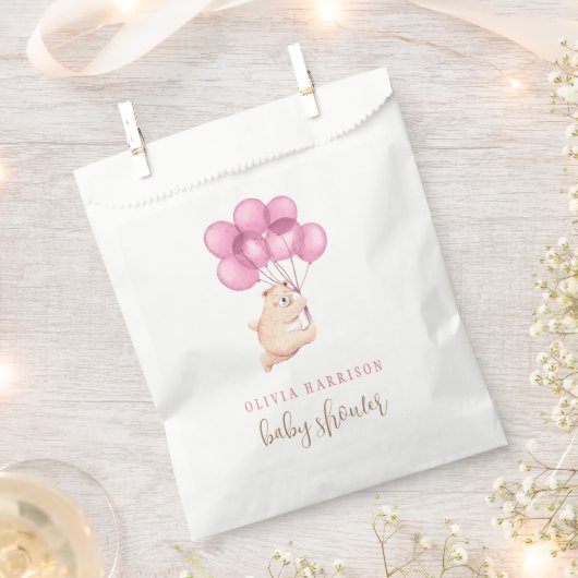 Niedlicher Bär Pink Balloon Babydusche Geschenktütchen (Ausgeschnitten)