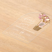 Niedlicher Bär, rosa Balloons, erster Geburtstag Acryleinladungen (Ablage )