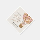 Niedlicher Bär, rosa Balloons, erster Geburtstag Serviette (Ecke)