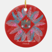 Niedlicher Bär | Rotes Weihnachtsfest Keramik Ornament (Hinten)