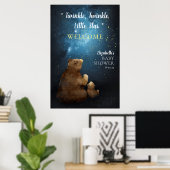 Niedlicher Bär Twinkle Little Star Willkommen Poster (Heimbüro)