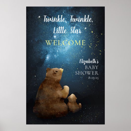 Niedlicher Bär Twinkle Little Star Willkommen Poster (Vorne)