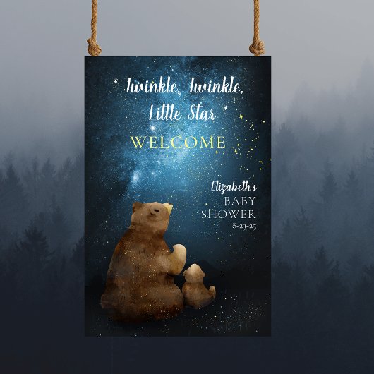 Niedlicher Bär Twinkle Little Star Willkommen Poster