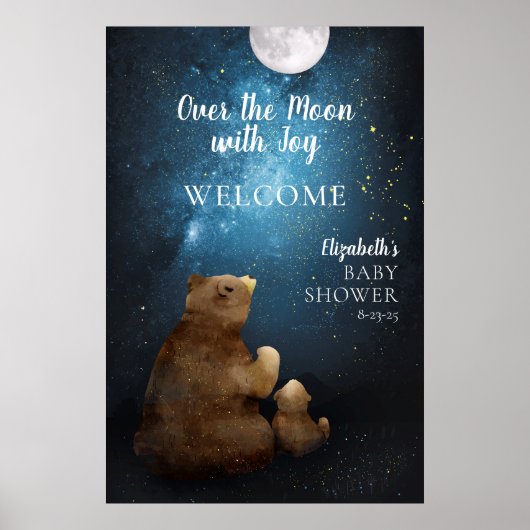Niedlicher Bär über dem Mond Willkommen Poster (Vorne)