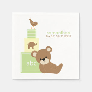 Niedlicher Bär und Alphabet Toy Blocks Serviette