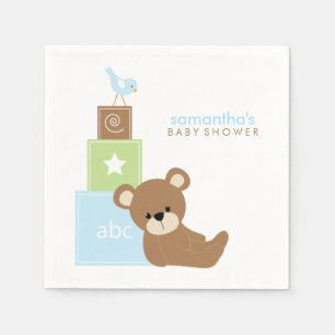 Niedlicher Bär und Alphabet Toy Blocks Serviette