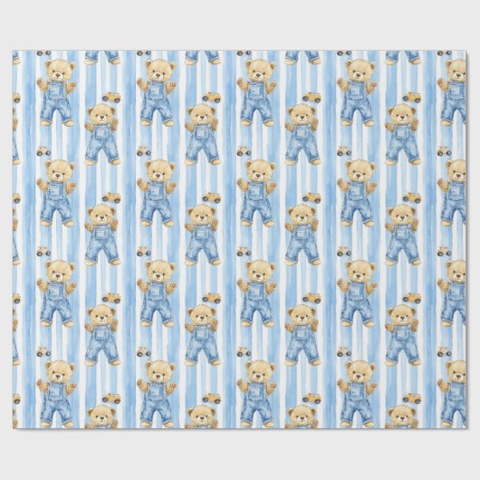 Niedlicher Bär und Baby Boy Wrapping Paper Geschenkpapier (Flach)