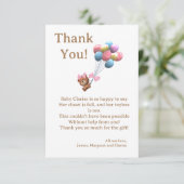 Niedlicher Bär und Balloons Theme Flat Danke Karte (Stehend Vorderseite)