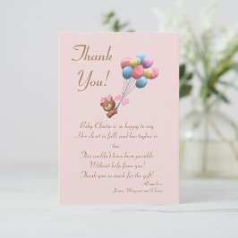 Niedlicher Bär und Balloons Theme Flat Danke Karte