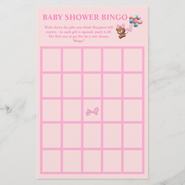 Niedlicher Bär und Balloons Themed Baby Dusche Bin (Vorderseite)