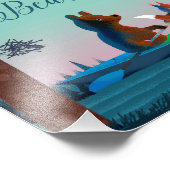 Niedlicher Bär und Fox Kajak am Waldrand Fotodruck (Ecke)