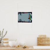 Niedlicher Bär und Fox Kajak am Waldrand Poster (Küche)