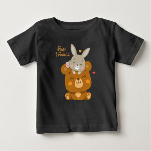 Niedlicher Bär und Kaninchen Baby T-shirt