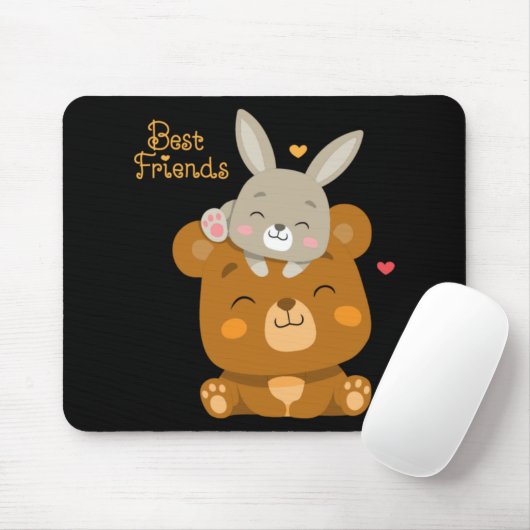 Niedlicher Bär und Kaninchen Mousepad (Mit Mouse)