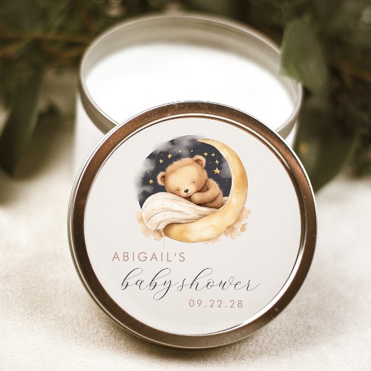 Niedlicher Bär und Mond Kinderdusche Runder Aufkleber