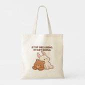 Niedlicher Bär und Rabbit Boho Quote Tasche Einkau (Rückseite)