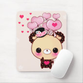 Niedlicher Bär und rosa Ballone Mousepad (Mit Mouse)