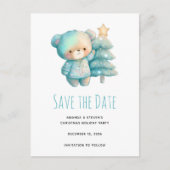 Niedlicher Bär und Weihnachtsbaum Ankündigungspostkarte (Vorderseite)