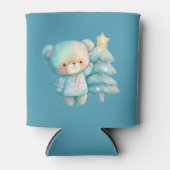 Niedlicher Bär und Weihnachtsbaum Aquamariner Urla Dosenkühler (Vorderseite)