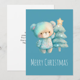 Niedlicher Bär und Weihnachtsbaum Feiertagskarte