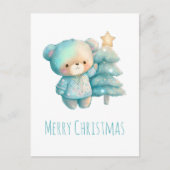 Niedlicher Bär und Weihnachtsbaum Feiertagspostkarte (Vorderseite)