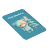 Niedlicher Bär und Weihnachtsbaum Urlaub Aquamarin Magnet (Rechte Seite)