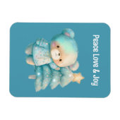 Niedlicher Bär und Weihnachtsbaum Urlaub Aquamarin Magnet (Horizontal)