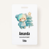 Niedlicher Bär und Weihnachtsbaum Urlaub Ausweis (Rückseite)