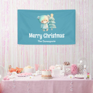 Niedlicher Bär und Weihnachtsbaum Urlaub Banner