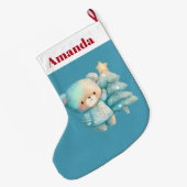 Niedlicher Bär und Weihnachtsbaum Urlaub Großer Weihnachtsstrumpf (Rückseite (Hängend))