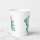 Niedlicher Bär und Weihnachtsbaum Urlaub Pappbecher (Links)